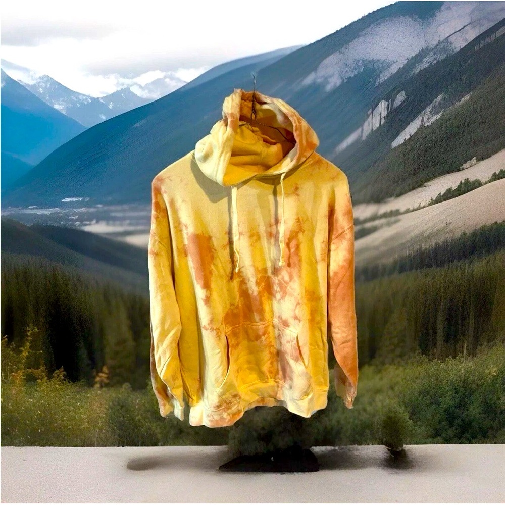Original Paperbacks Unisex Yellow Tie Dye Hoodie Oversize Size Med  NWOT